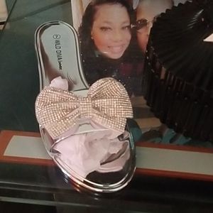 Silver rhinestone sandals